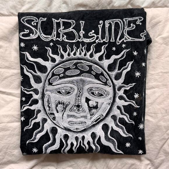 Sublime graphic band tee sz L black mineral washed sun stars celestial goth - Picture 5 of 8